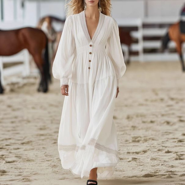 2026 European And American French-style Early Spring New Long-sleeved Women's Shirt, Autumn Elegant White Dress_ecoleips.com
