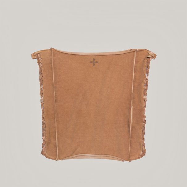 Vintage Faded Handwoven Bandeau Crop Top - Distressed Denim Bohemian Streetwear For Women_ecoleips.com