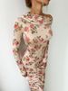 Blifanbo Sexy Flower Print Mid-dress Women Autumn Elegant Pleated Long Sleeve Bodycon Fashion Patchwork Female Print Long Dress_ecoleips.com