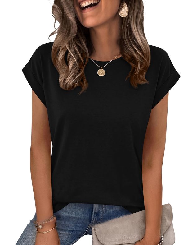 LOMON Womens Summer Tops Short Sleeve Shirts Cap Sleeve Tops Crew Neck Cute Trendy Tunic Blouses Dressy Casual Outfits 2026_ecoleips.com