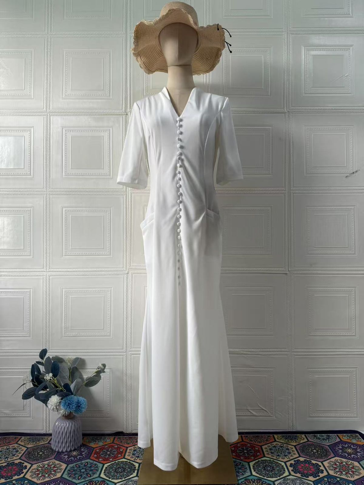 Women's Solid Color Cotton Dress Bodycon Style Casual Short Sleeve Sexy Fashion 2025 European American New_ecoleips.com