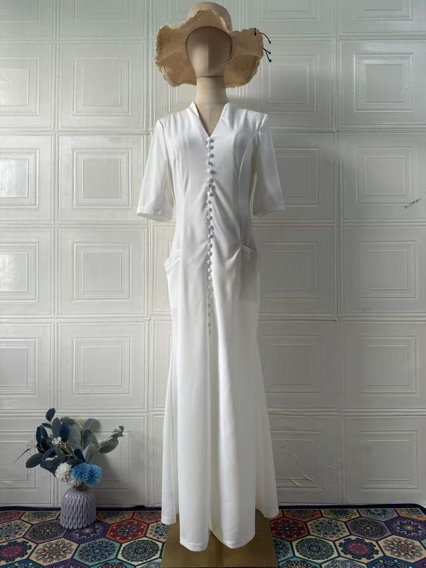 Women's Solid Color Cotton Dress Bodycon Style Casual Short Sleeve Sexy Fashion 2025 European American New_ecoleips.com