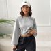 Voya Women's High Waisted, Leaky Belly Button, Drawstring Waist Sweatshirt For Outerwear, Short Style, Large Loose Fit, Long Sleeved T-shirt_ecoleips.com