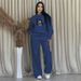 Voya Women's Letter Print Hoodie Street Korean Style Unisex Casual Round Neck Sweater Set_ecoleips.com