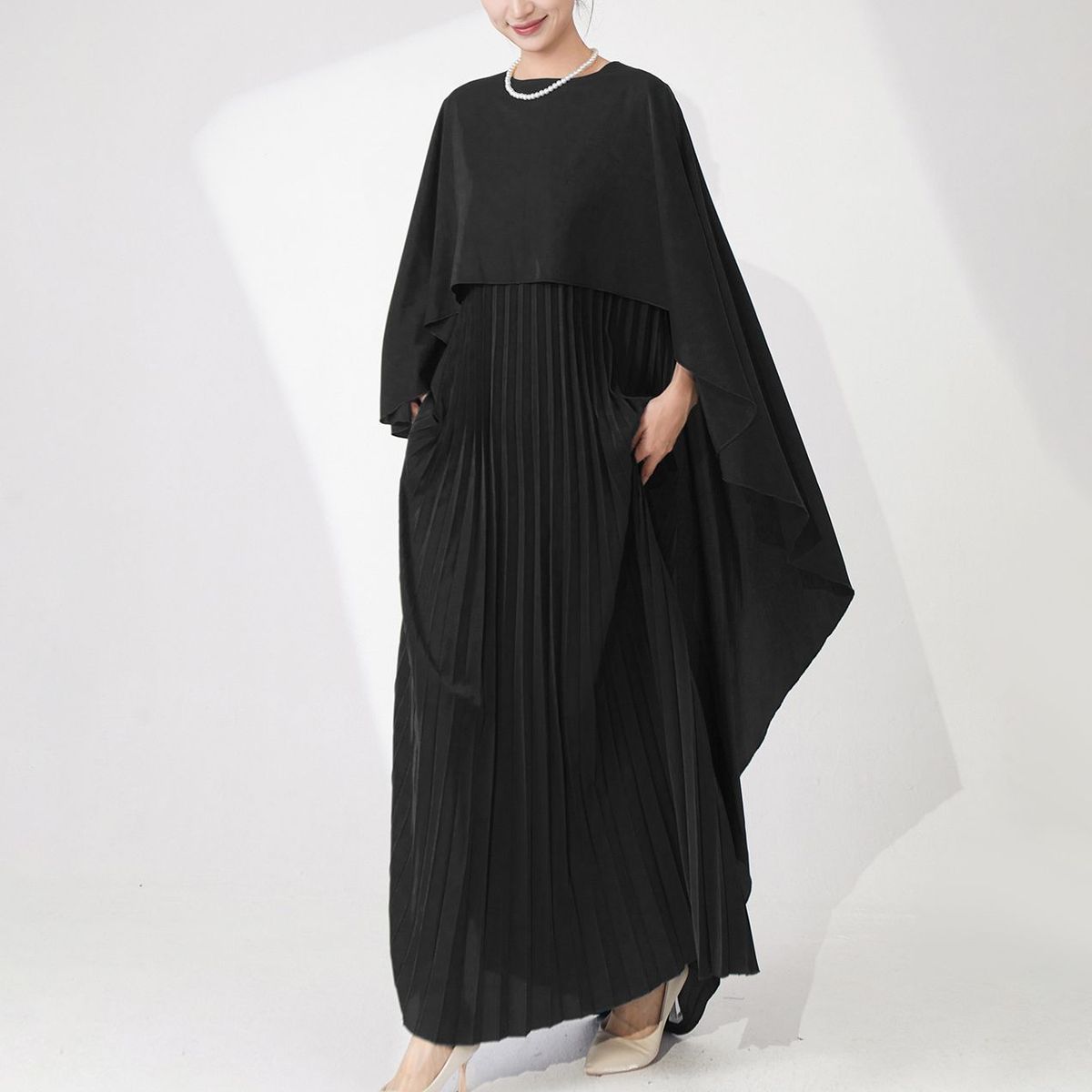Women's Clothing Plus Size Dress Pleated Skirt Women's Design Shawl Dress Long Skirt Muslim Robe_ecoleips.com