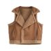 Women's Suede-Lined Shearling Vest Winter Sleeveless Puffer Gilet Casual Layering Piece (6 Sizes, 4 Neutral Colors – Black/Tan/Grey/Cream)_ecoleips.com