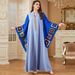 Plus Size Women's Patchwork Color Block Long Robe Dress Loose Fitting Fashionable Muslim Clothing Relaxed Everyday Wear Comfortable Feshion_ecoleips.com