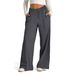 Suitable For All Seasons New 2024 Women's Drawstring Solid Color Waist-Cinching Fashion Wide-Leg Casual Pants_ecoleips.com