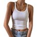 Women's Ribbed Knit Cami Tank Top Scoop Neck Soft Stretch Fabric Summer Crop plus Size Clothes_ecoleips.com