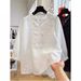 Cotton-linen Heavy Embroidery Three-quarter Sleeve Shirt For Women, Summer Thin French Style Elegant Top, Super Stylish_ecoleips.com