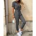 Aria Basics Summer 2025 European And American Women's Clothing Long Pants Casual Turn-Down Collar Buttoned Printed Belt_ecoleips.com
