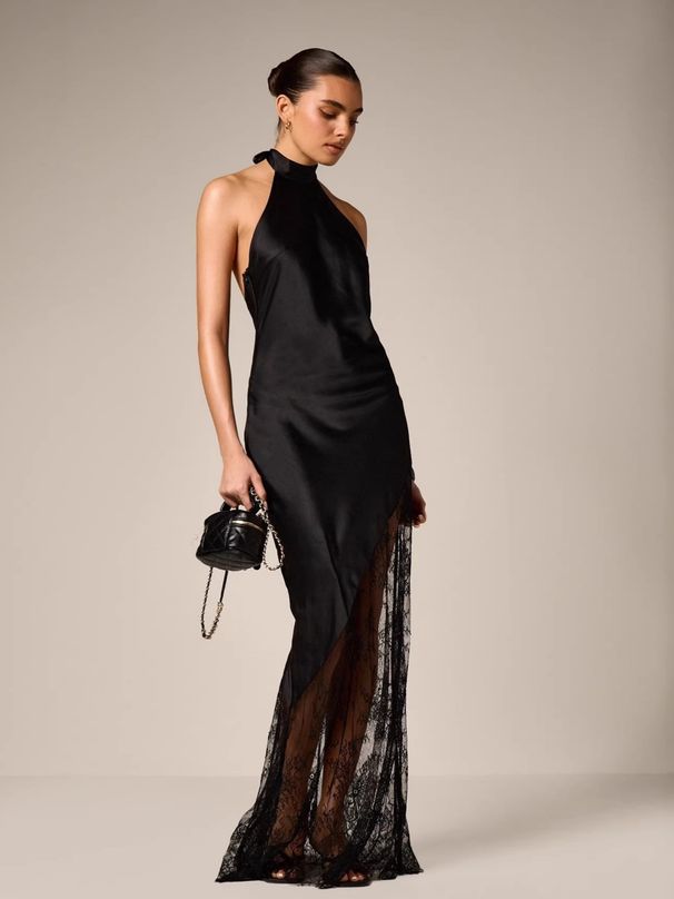Sexy Halter Neck Lace Patchwork Waist Fitted Bodycon Skirt Style Dress For Women New_ecoleips.com