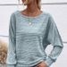 Autumn/Winter Casual Solid Color Long-Sleeve Round-Collared Patchwork Hoodie-Women's Versatile T-Shirt For Casual Wear_ecoleips.com