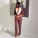 Elegant Contrast Lapel Blazer & Pant Set – European-Inspired Office Wear For Women (Black, Beige, Brown)_ecoleips.com