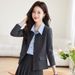 Grey Short Suit Jacket For Petite Women Professional Formal Set With Skirt Sophisticated Elegant Style For Spring Autumn_ecoleips.com