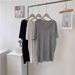 Women's Clothing Withdrawal Modal Pocket Large Round Neck T Shirt Women's Drape Solid Color Slim All Match Top_ecoleips.com