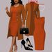 Plus Size Elegant Two Piece Suit Set Blazer And Fitted Sleeveless Dress Solid Color Spring/Autumn Wear_ecoleips.com