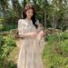 New European American Summer Sweet Ruffled Floral Chiffon Dress, Goddess-like Slimming, Pure And Desirable Floral,_ecoleips.com