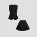 Women's Minimalist Commuter Two-Piece Set Sleeveless Vest & Short Skirt Modern Office Wear High-End Solid Color Short Length_ecoleips.com