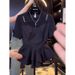 ng2510292 French-style Light Luxury Irregular Patchwork Short-sleeve T-shirt For Women, Summer Two-piece Ruffle Top, Slimming And_ecoleips.com