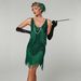 Retro Gatsby Evening Gown European And American Style Sequined Tassels V Neck plus Size Dress for Parties And Balls Women's Party Wear_ecoleips.com