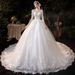 New Style Wedding Dress Elegant Train Long Sleeves Simple Forest Style Conceals Thick Arms Petite Figure TD68_ecoleips.com