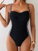 New 2025 One Piece Swimsuit Color Block Fashionable Sporty European American Style Hot Spring Swimwear for Women Cross Border Foreign Trade_ecoleips.com