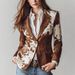 Faux Suede Print Long Sleeve Blazer Jacket - Single Button Casual Coat For Women, Elegant & Stylish_ecoleips.com