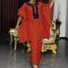 Women's Plus Size Middle Eastern Cross Batwing Sleeve Loose Top Wide Leg Pants Two Piece Set Casual Retro Print_ecoleips.com