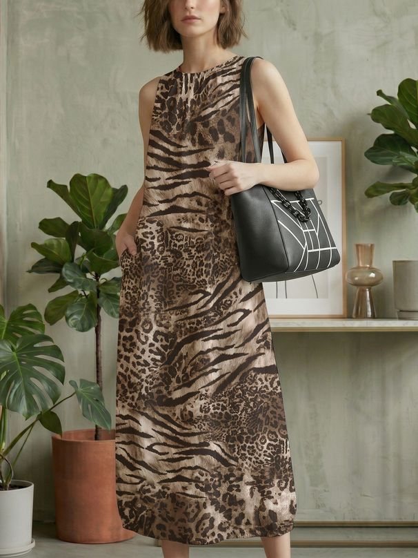 European And American French Lantern Long Skirt, Digital Printed Neck Hanging Flower Bud Skirt, Women's Clothing_ecoleips.com