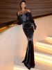 Mozision Off-shoulder Long Sleeve Sexy Maxi Dress Women Gown Black Strapless Backless Bodycon Ruched Club Party Long Dresses_ecoleips.com