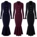 Women's Clothing Autumn And Winter New Polo Collar Wine Red Knitted Dress Body Slim Long Skirt Temperament Hip Fishtail Skirt_ecoleips.com