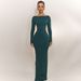 Absobe Backless Bow Long Sleeve Sexy Maxi Dress Women Gown Elegant O Neck High Waist Bodycon Club Party Split Long Dress_ecoleips.com