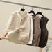 Women's Clothing Short Fleece Vest Winter Warm Faux Shearling Jacket Cozy Plush Sleeveless Coat With Pockets_ecoleips.com