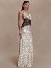 Absobe Women Polka Dot Lace Halter Neck Low V Backless Long Dress Elegant Sexy Slim Party Evening Gown Wedding Bridesmaid Outfit_ecoleips.com