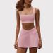 Women's Fitness High Elastic Brushed Sports Bra Skirt Set Halter Neck Shockproof Padded Tennis Yoga Outfit_ecoleips.com