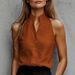 Elegant V-Neck Sleeveless Slimming Top for Women European And American Style Summer New Arrival Thin Polyester Tank Vest_ecoleips.com