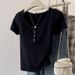 Ice Silk Knitted Short Sleeved T Shirt For Women Summer New Style Temperament Slim Fit Tops Small Bottoming T Shirt_ecoleips.com