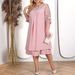 Women's Plus Size Elegant Casual Dress Embroidered Chiffon Patchwork O-Neck Five Sleeve Spring/Autumn_ecoleips.com