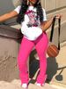 Women's Clothing Fashion Letter Printed T Shirt Trousers Casual Suit_ecoleips.com