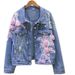 Women's Clothing Denim Short Jacket Loose Spring And Autumn New Heavy Embroidery Three Dimensional Flower Holes Tops_ecoleips.com