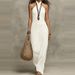 Elegant Sleeveless Summer Party Dress Sexy Halter Hight Waist Solid Color Gowns Women's Fashionable Draped Slim Fit Long Dress_ecoleips.com