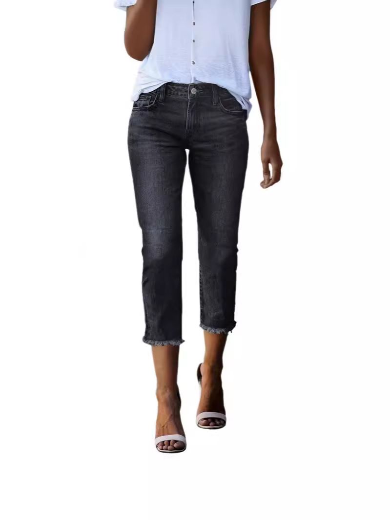 K Fashionable Retro Slim Fit Elastic Jeans For Women_ecoleips.com