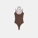 Women's Clothing Patchwork Lace Halter Neck Bodysuit Casual American Style Fashionable Polyester Clothing_ecoleips.com