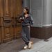 Women's Clothing High End Half Zippered Sweatshirt With Small Prints On The Chest High Waisted Straight Leg Slim Fitting Long Sweatpants_ecoleips.com