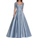 Elegant V-Neck Lace Evening Dress – Long A-Line Gown With Cap Sleeves For Parties & Hosting (XS-3XL, 5 Colors)_ecoleips.com