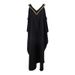 Women's V Neck Off-Shoulder Beach Dress Gold Edged Loose plus Size Maxi Holiday Dress Bikini Cover up Sunscreen Clothing_ecoleips.com