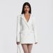 Women's Clothing Sophisticated V-Neck Blazer Dress With Long Sleeves - Stretch Milk Silk Fabric, Slim-Fit Office To Evening Dress For Women_ecoleips.com