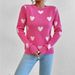 Women's Clothing New Heart Shaped Pattern Loose Round Neck Knitted Pullover Sweater_ecoleips.com