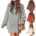 Women's Chunky Knit Sweater – Oversized High-Neck Pullover With Diamond Pattern (S-XXXL, 12 Colors)_ecoleips.com